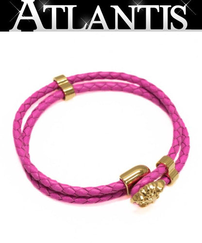 VERSACE La Medusa Leather Pink Gold Bracelet Size ONE SIZE