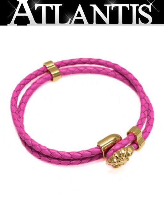 VERSACE La Medusa Leather Pink Gold Bracelet Size ONE SIZE