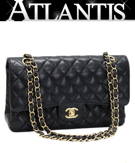 CHANEL Matelasse 25 Double Flap Bag Black Size ONE SIZE
