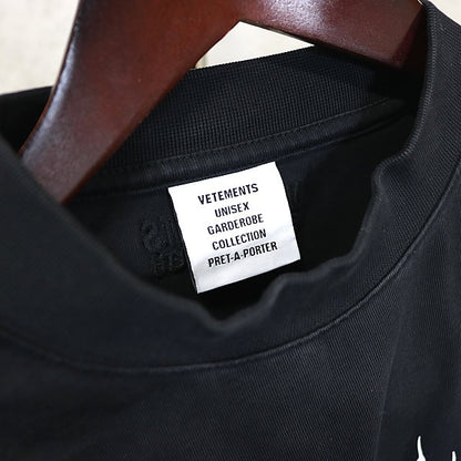 VETEMENTS AW25 COF Logo Longsleeve T-Shirt Black Size M