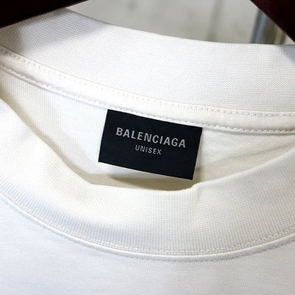 BALENCIAGA Logo Cotton T-Shirt Off-White Size M