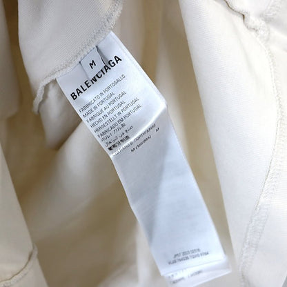 BALENCIAGA Logo Cotton T-Shirt Off-White Size M