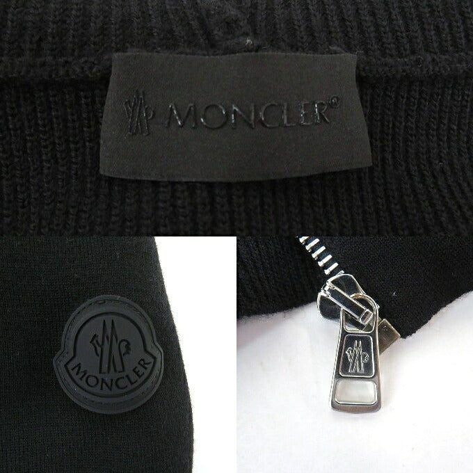 MONCLER Full Knit Zip-Up Hoodie Black Size S