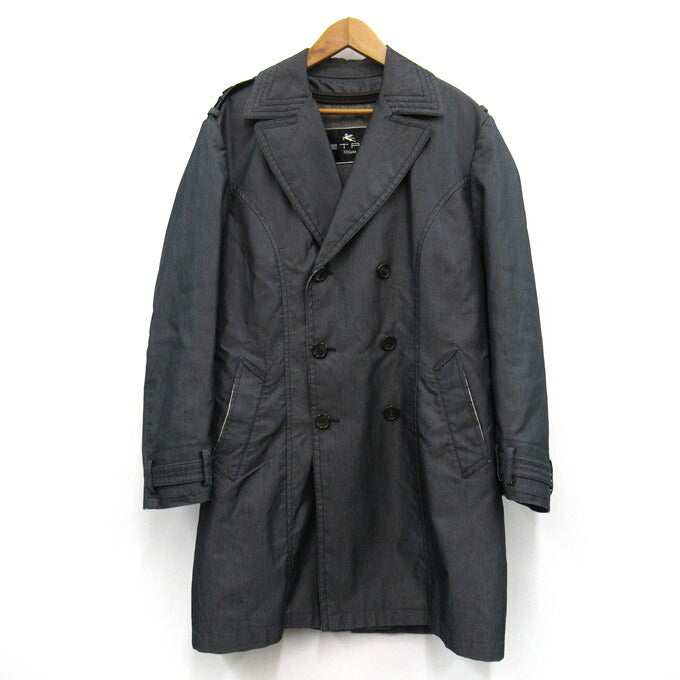ETRO Double-Breasted Coat Gray Size 48