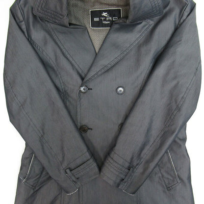 ETRO Double-Breasted Coat Gray Size 48