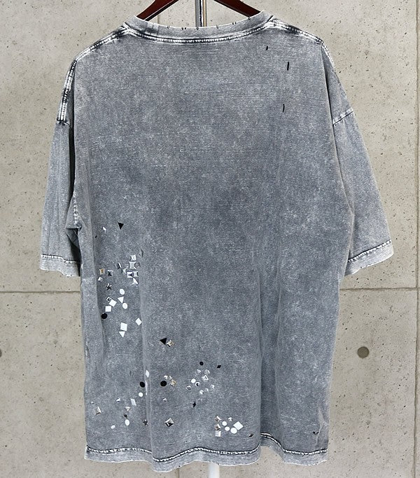 MIHARA YASUHIRO Embellished Bleach T-Shirt Gray Size 46