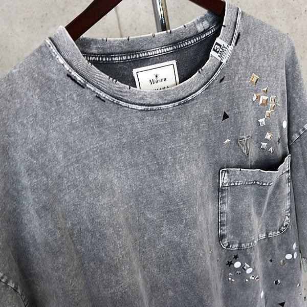 MIHARA YASUHIRO Embellished Bleach T-Shirt Gray Size 46