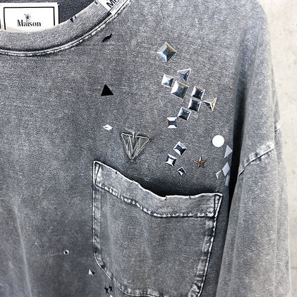 MIHARA YASUHIRO Embellished Bleach T-Shirt Gray Size 46