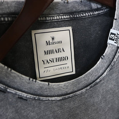 MIHARA YASUHIRO Embellished Bleach T-Shirt Gray Size 46
