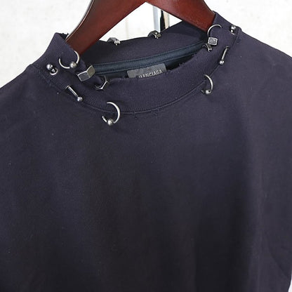 BALENCIAGA Pierced Cotton SS Tee Black Size L