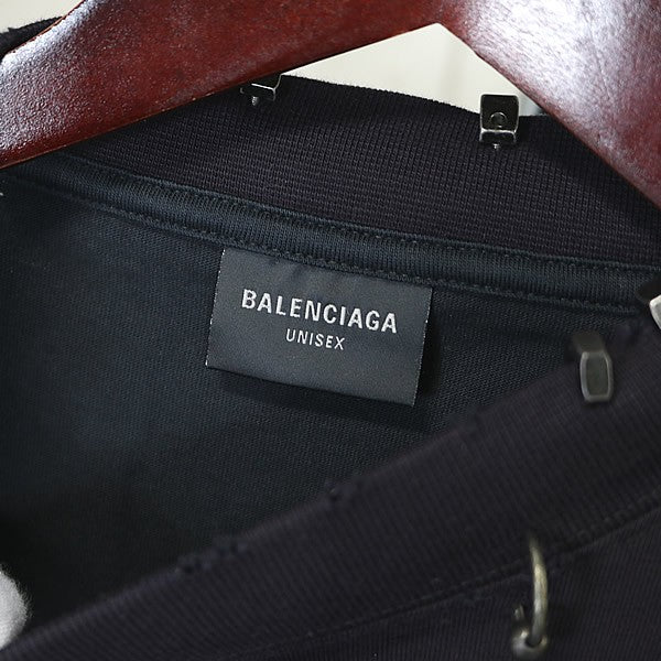 BALENCIAGA Pierced Cotton SS Tee Black Size L