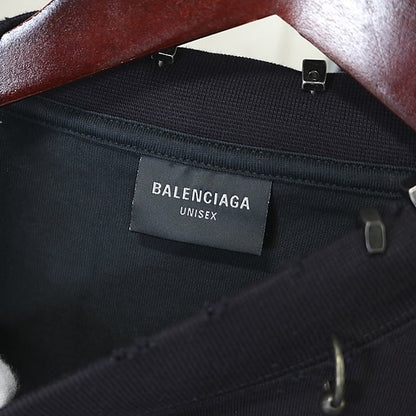 BALENCIAGA Pierced Cotton SS Tee Black Size L