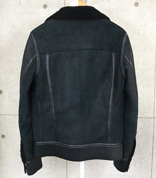 CHROME HEARTS Dagger Zip Shearling Leather Jacket Size M