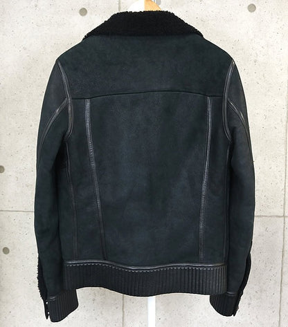 CHROME HEARTS Dagger Zip Shearling Leather Jacket Size M