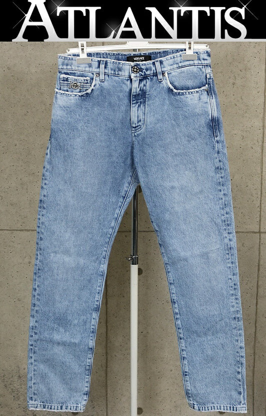 VERSACE Blue Medusa Button Denim Pants Size 32