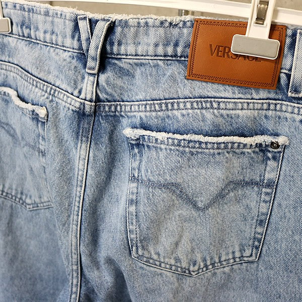 VERSACE Blue Medusa Button Denim Pants Size 32