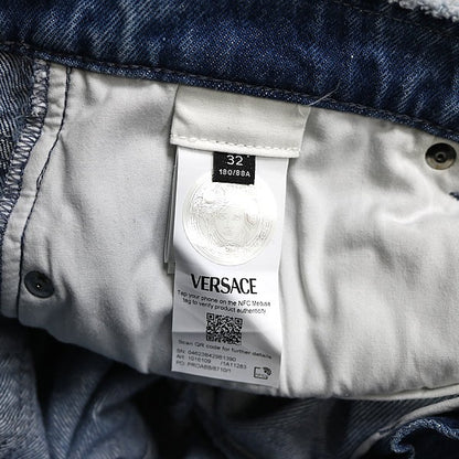 VERSACE Blue Medusa Button Denim Pants Size 32