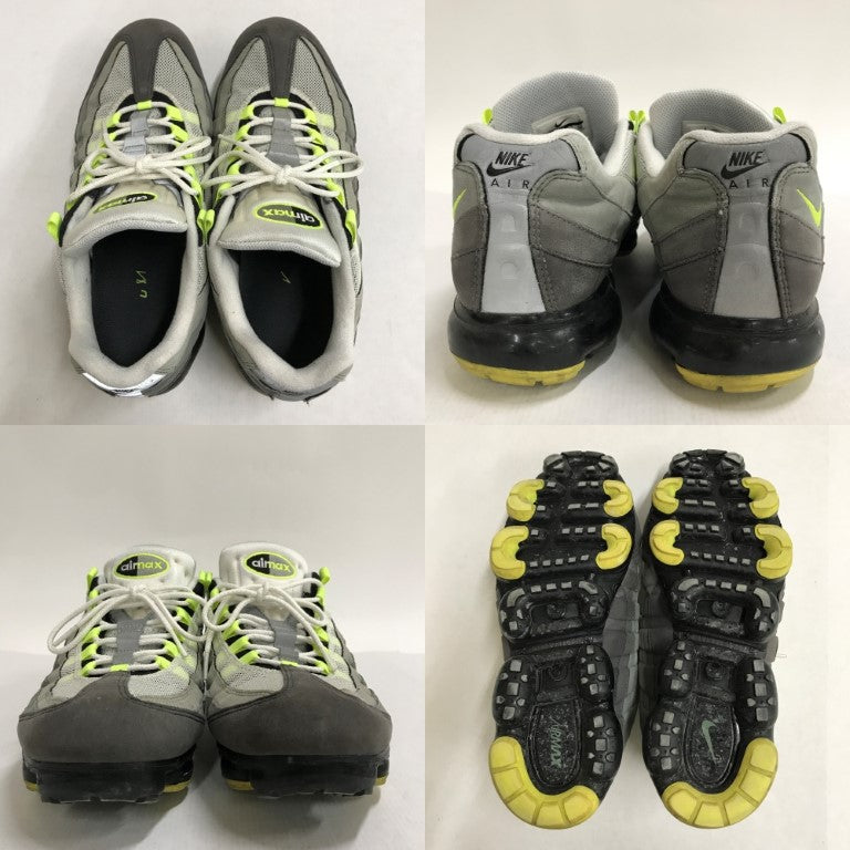 NIKE Air VaporMax 95 Neon Sneakers Black Gray Yellow Size 29