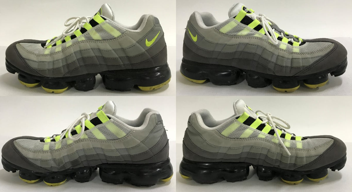 NIKE Air VaporMax 95 Neon Sneakers Black Gray Yellow Size 29