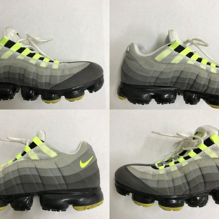 NIKE Air VaporMax 95 Neon Sneakers Black Gray Yellow Size 29