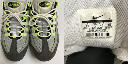 NIKE Air VaporMax 95 Neon Sneakers Black Gray Yellow Size 29