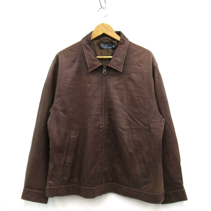POLO RALPH LAUREN Lamb Leather Swing Jacket Brown Size XL
