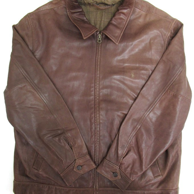POLO RALPH LAUREN Lamb Leather Swing Jacket Brown Size XL