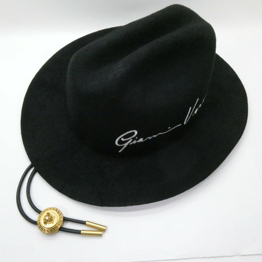 VERSACE 2020 Runway Medusa Wool Cowboy Hat Black