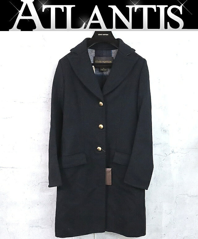 Louis Vuitton Navy Cashmere Blend Long Coat Size XS