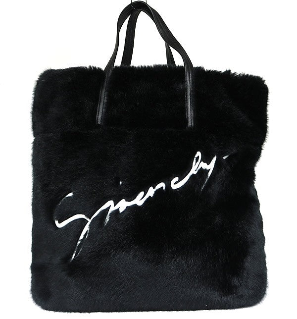 GIVENCHY Black Fur Tote Bag Handbag Size ONE SIZE