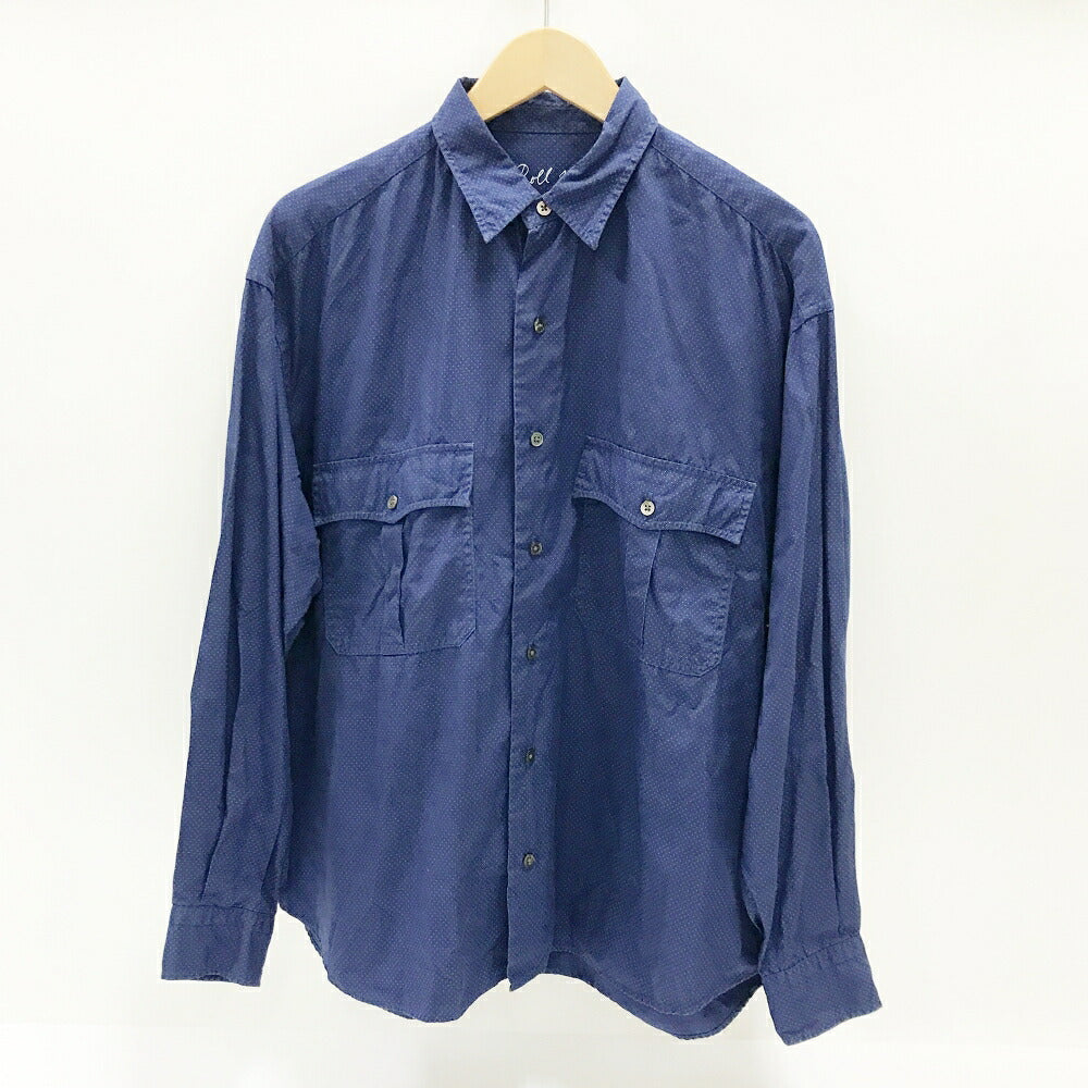 PORTER CLASSIC Roll-Up Dot Long Sleeve Shirt Navy Size M