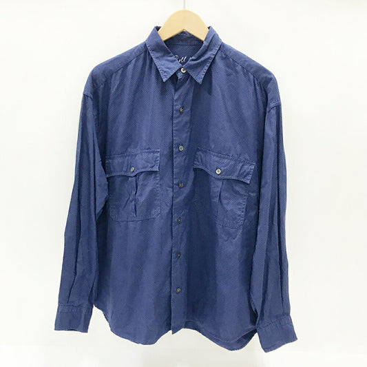 PORTER CLASSIC Roll-Up Dot Long Sleeve Shirt Navy Size M