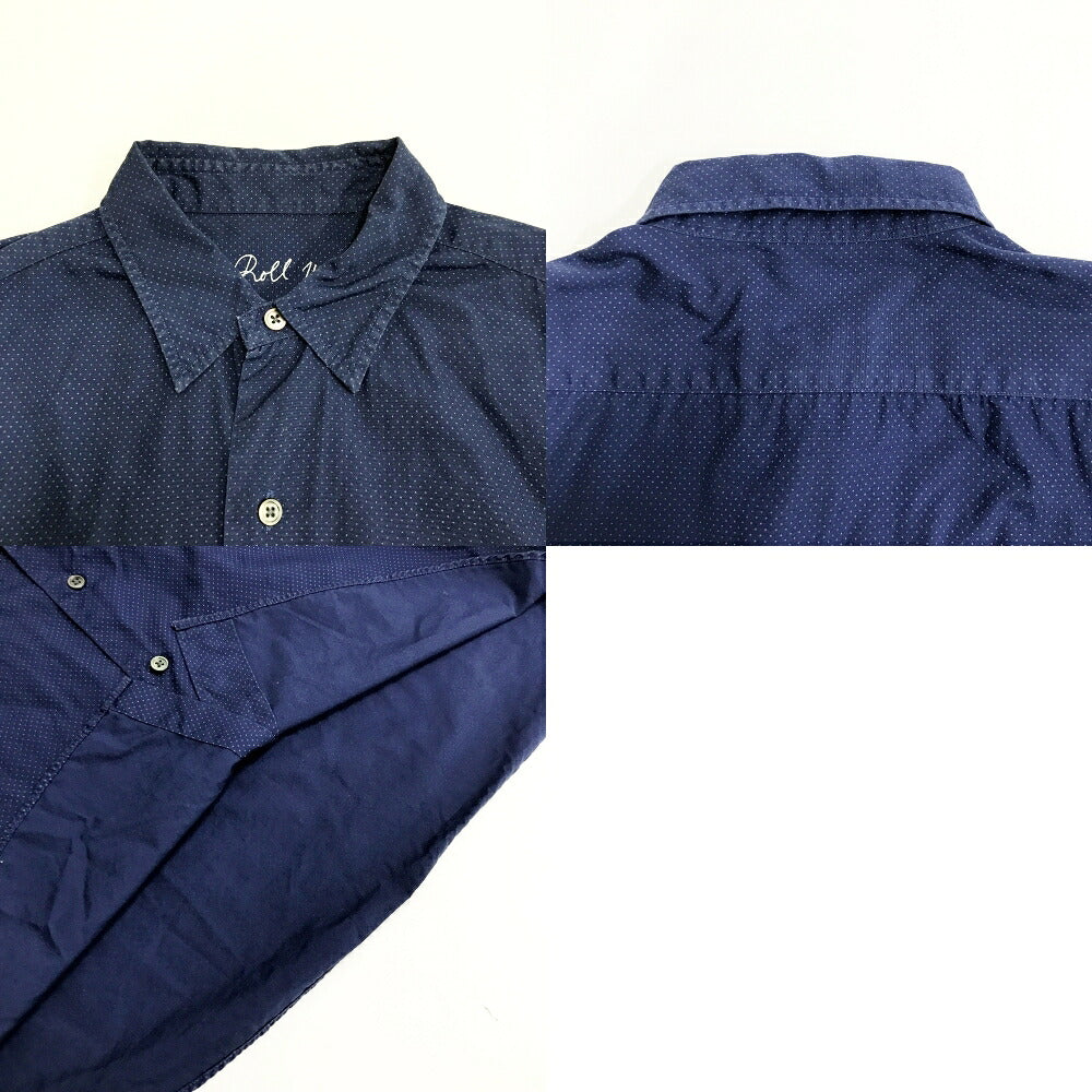 PORTER CLASSIC Roll-Up Dot Long Sleeve Shirt Navy Size M