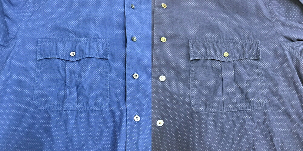 PORTER CLASSIC Roll-Up Dot Long Sleeve Shirt Navy Size M