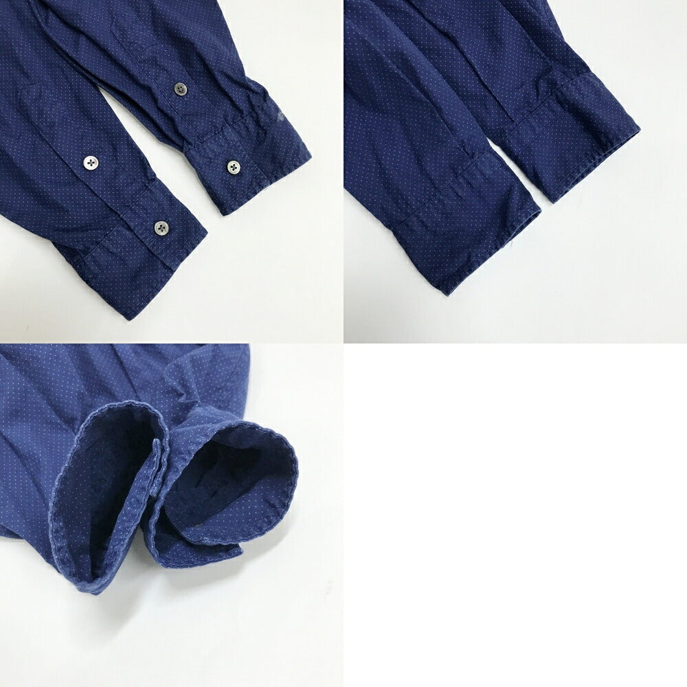 PORTER CLASSIC Roll-Up Dot Long Sleeve Shirt Navy Size M