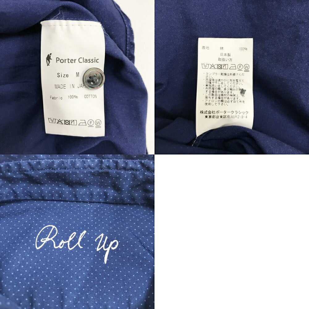 PORTER CLASSIC Roll-Up Dot Long Sleeve Shirt Navy Size M