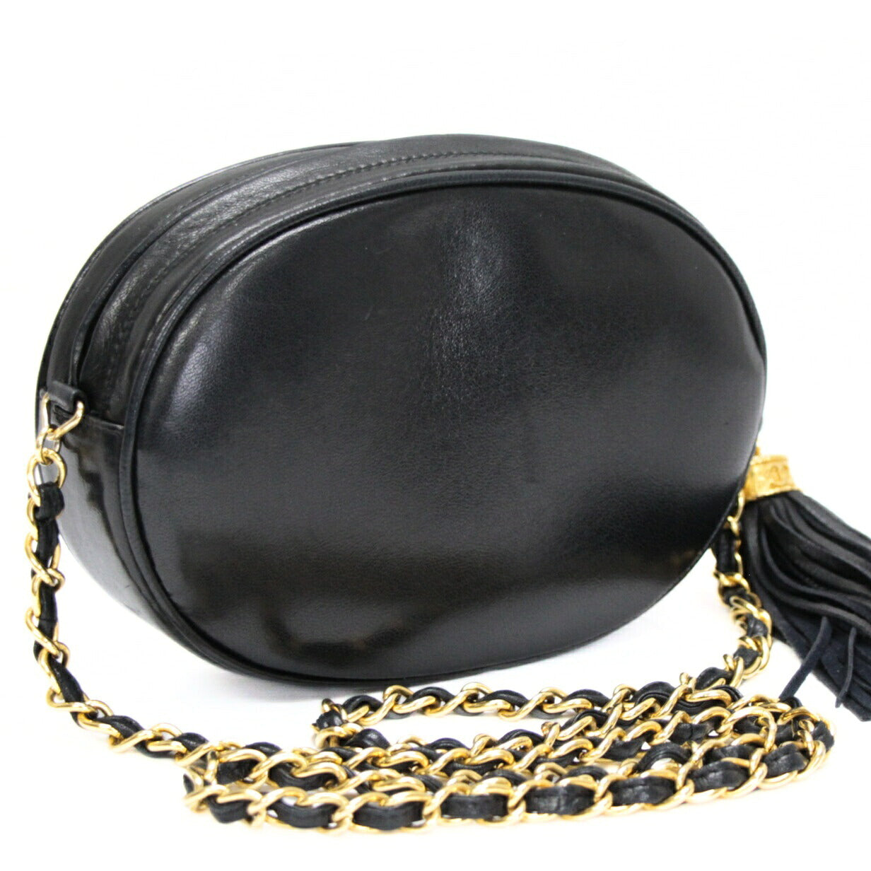 CHANEL Vintage Big Coco Mark Fringe Bag Black Size ONE SIZE