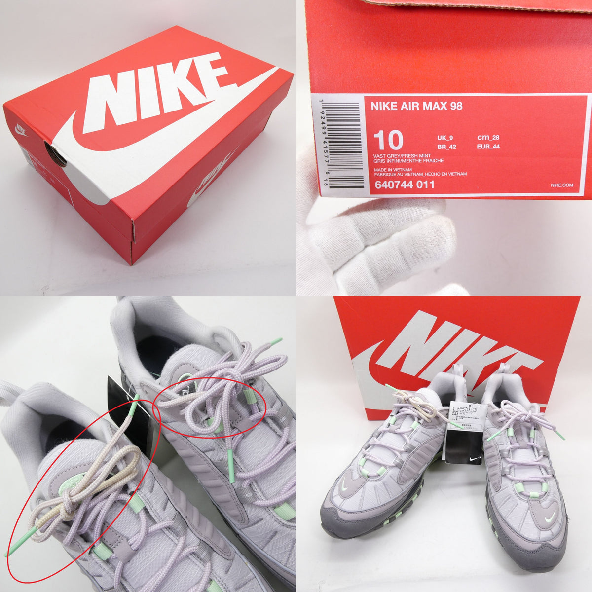 NIKE AIR MAX 98 Vast Grey Fresh Mint Sneakers Size 10