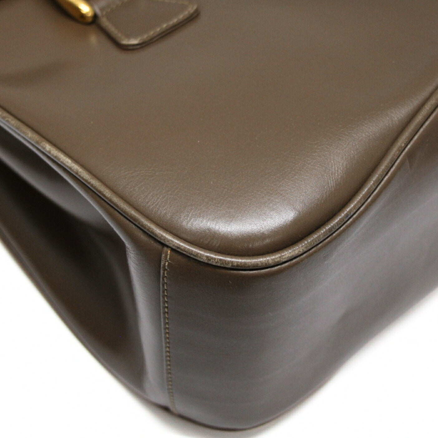 GUCCI Vintage Lady Lock Leather Handbag Brown Size ONE SIZE