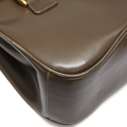 GUCCI Vintage Lady Lock Leather Handbag Brown Size ONE SIZE