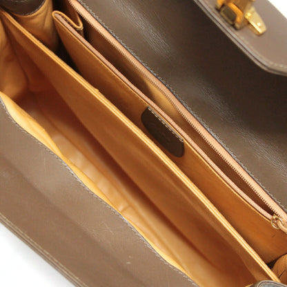 GUCCI Vintage Lady Lock Leather Handbag Brown Size ONE SIZE