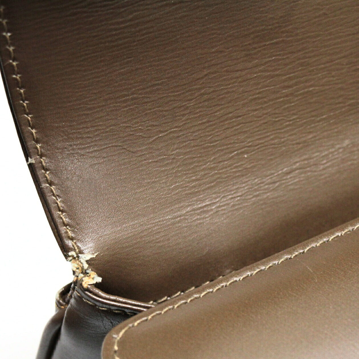 GUCCI Vintage Lady Lock Leather Handbag Brown Size ONE SIZE