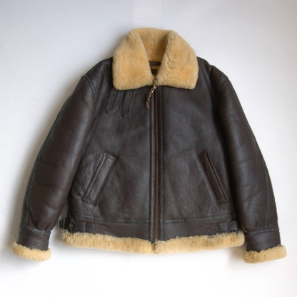 MORGAN PRODUCTIONS 46 B-3 Shearling Bomber Jacket Brown Size 46