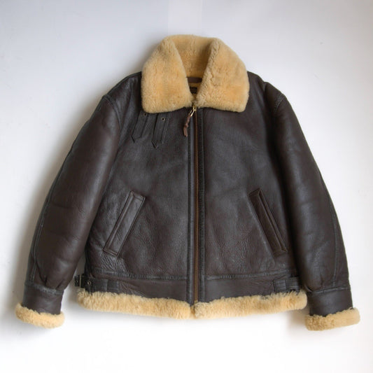 MORGAN PRODUCTIONS 46 B-3 Shearling Bomber Jacket Brown Size 46