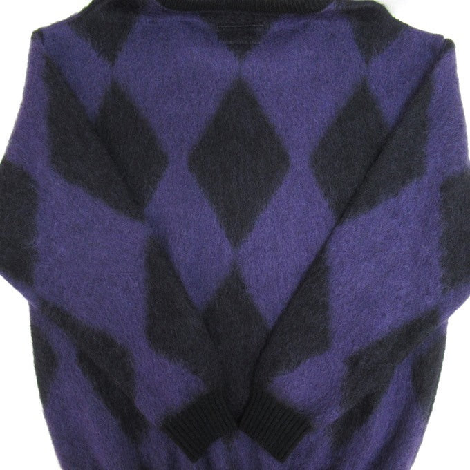 WACKO MARIA 23FW Diamond Mohair Sweater Purple/Black Size XL