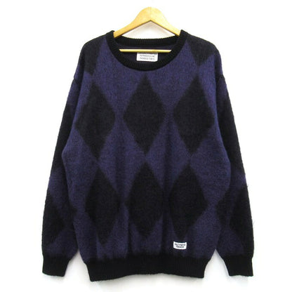 WACKO MARIA 23FW Diamond Mohair Sweater Purple/Black Size XL
