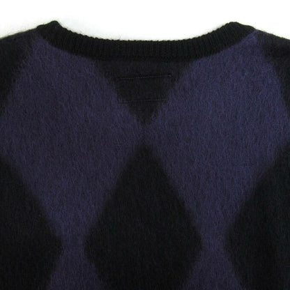 WACKO MARIA 23FW Diamond Mohair Sweater Purple/Black Size XL