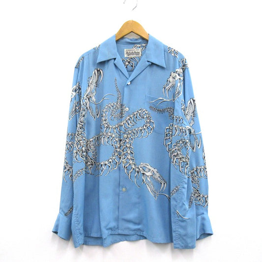 WACKO MARIA 20AW Hawaiian Shirt Serpent Print Blue Size M