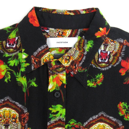 FACETASM Lion Flower All-Over Flannel Shirt Black Size 4
