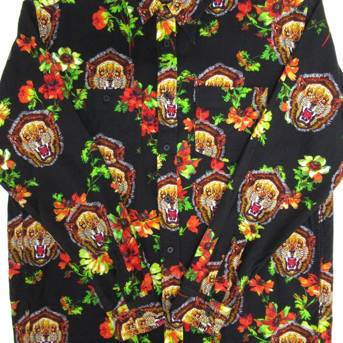 FACETASM Lion Flower All-Over Flannel Shirt Black Size 4